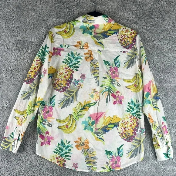 LE SUPERBE Tropi Cali Fruit Salad Ex-Boyfriend Long Sleeve Shirt Women’s, Size 6 Tops